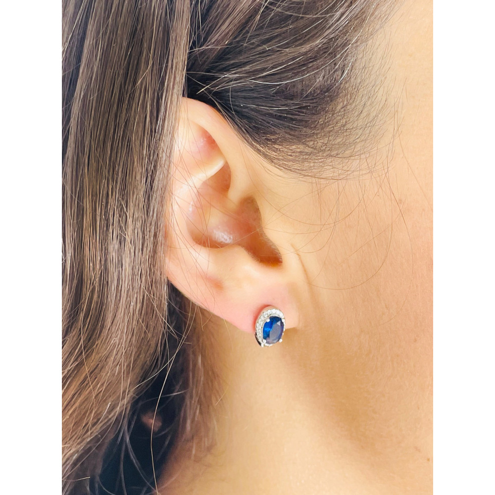 Oval 925 Silber Ohrringe mit Zirkonia