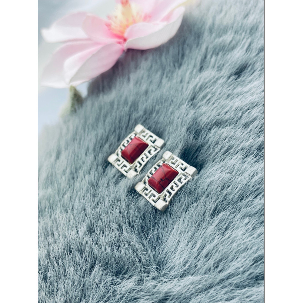 925 Silber Ohrringe mit Korallenstein