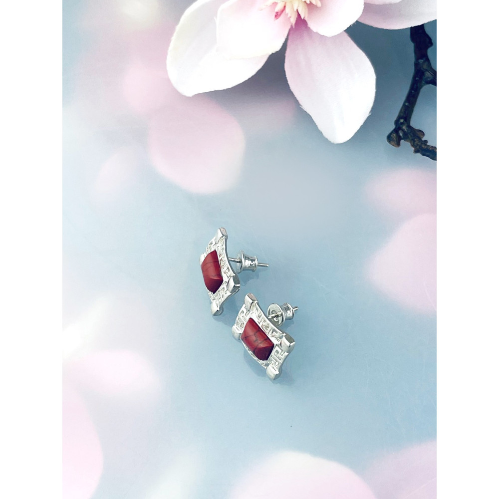 925 Silber Ohrringe mit Korallenstein