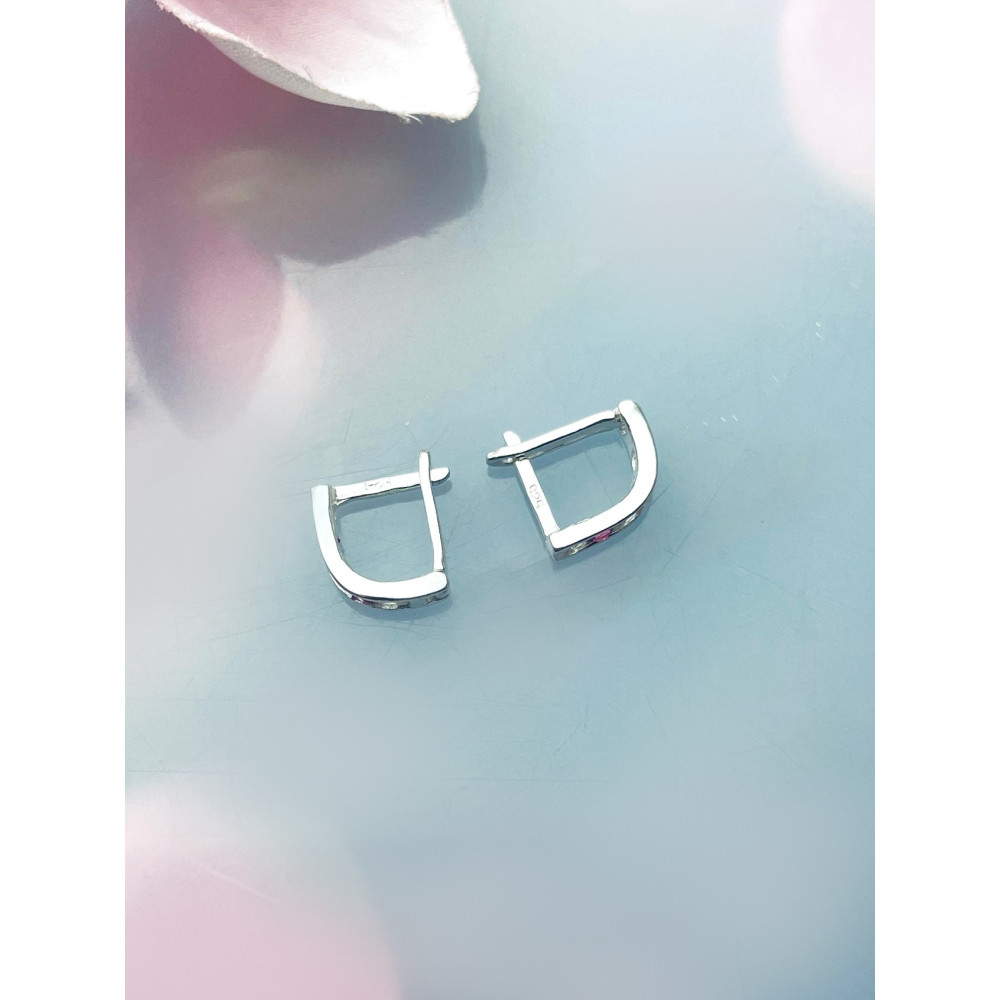 Srebrne kolczyki przecinki z cyrkoniami różowe