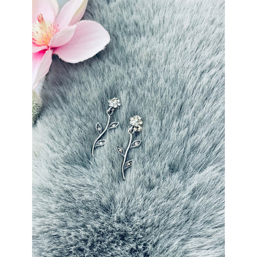 Blume 925 Silber Ohrringe mit Zirkonia