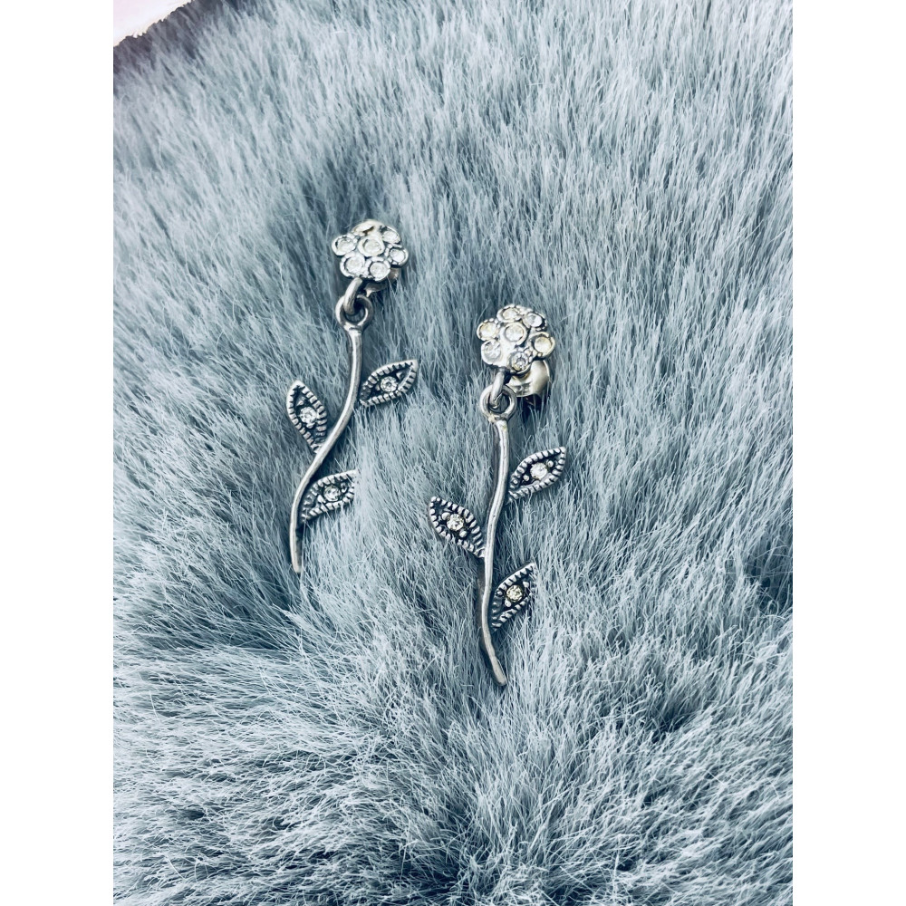 Blume 925 Silber Ohrringe mit Zirkonia