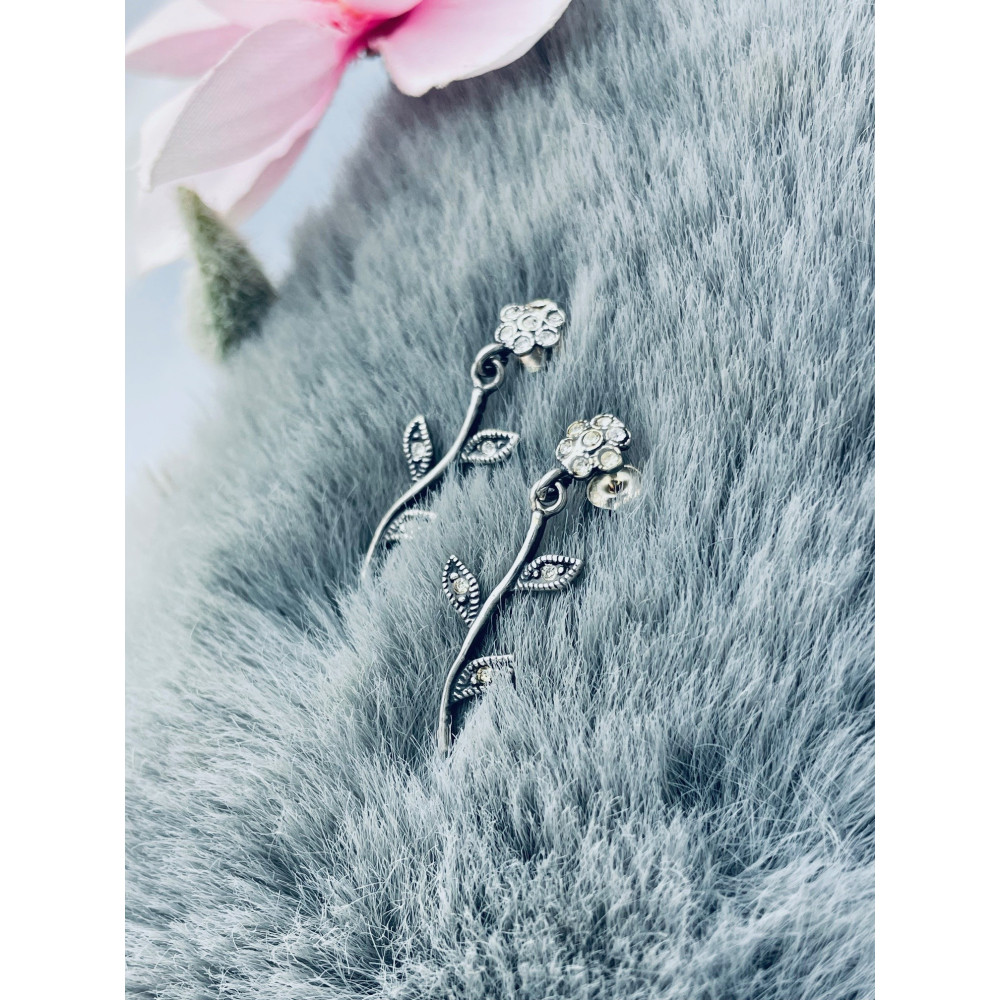 Blume 925 Silber Ohrringe mit Zirkonia
