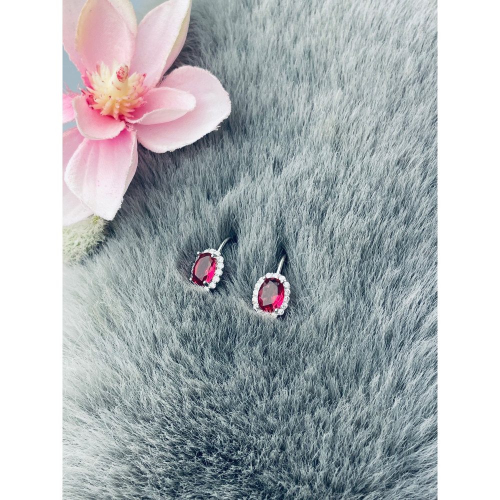 Oval 925 Silber Ohrringe mit Zirkonia