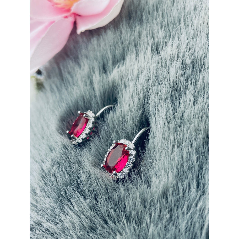 Oval 925 Silber Ohrringe mit Zirkonia