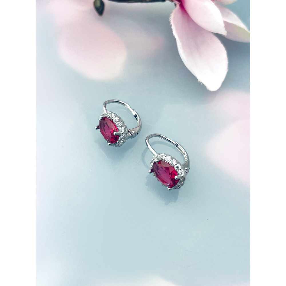 Oval 925 Silber Ohrringe mit Zirkonia