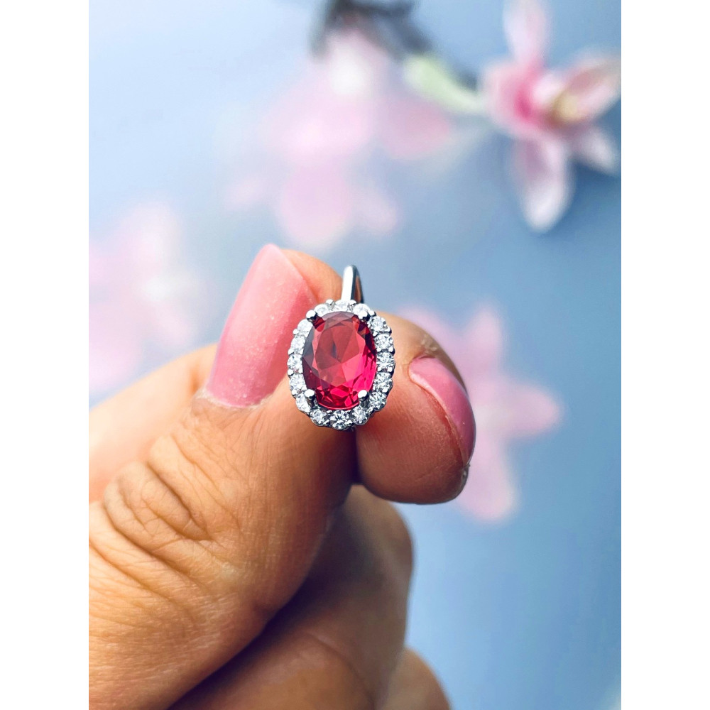 Oval 925 Silber Ohrringe mit Zirkonia