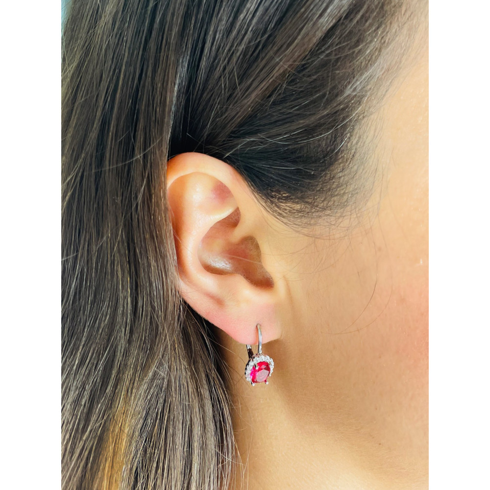 Oval 925 Silber Ohrringe mit Zirkonia