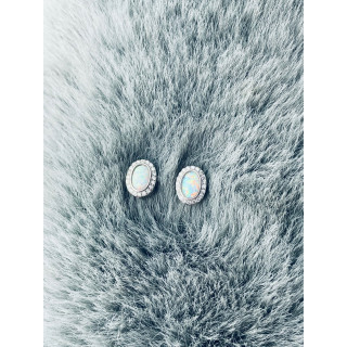 Oval 925 Silber Ohrringe mit Zirkonia Ohrringe mit Opal