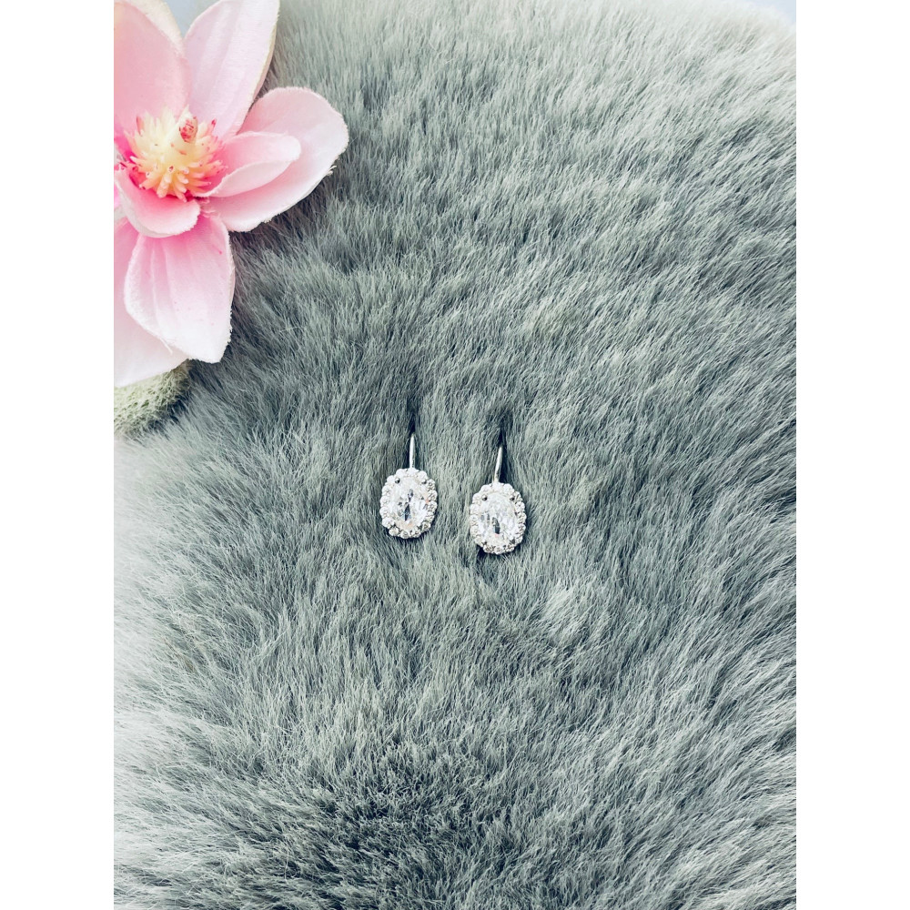 Oval 925 Silber Ohrringe mit Zirkonia