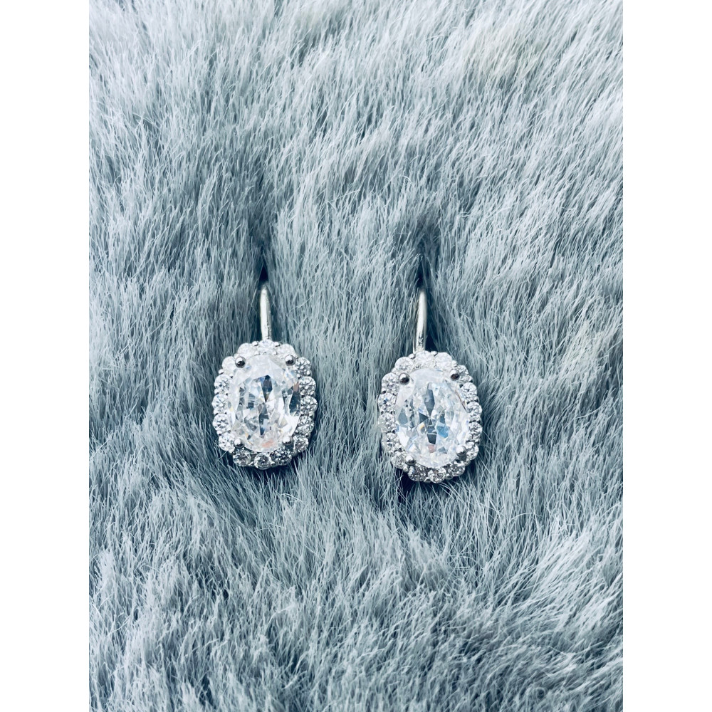 Oval 925 Silber Ohrringe mit Zirkonia