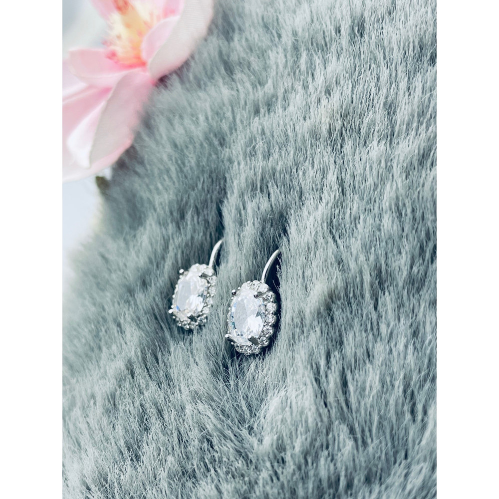 Oval 925 Silber Ohrringe mit Zirkonia