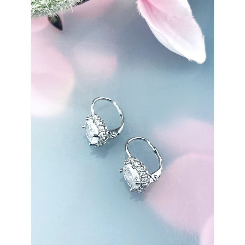 Oval 925 Silber Ohrringe mit Zirkonia