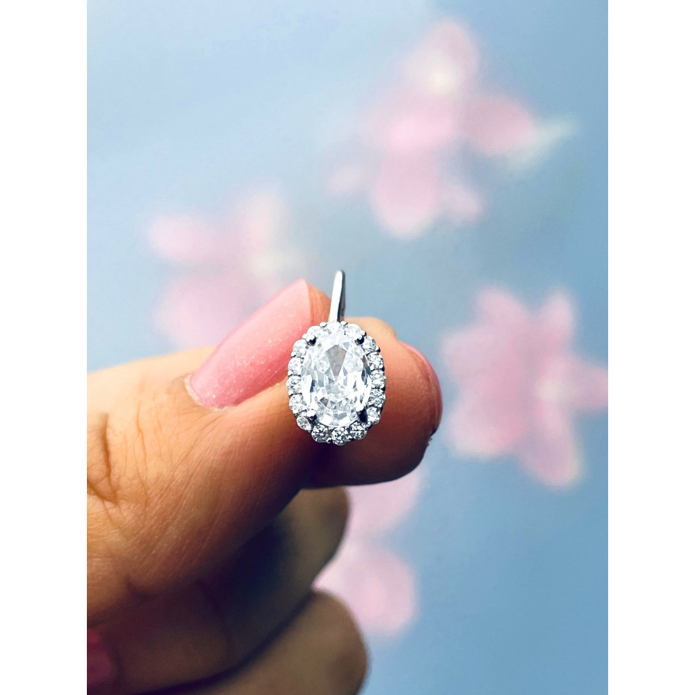 Oval 925 Silber Ohrringe mit Zirkonia