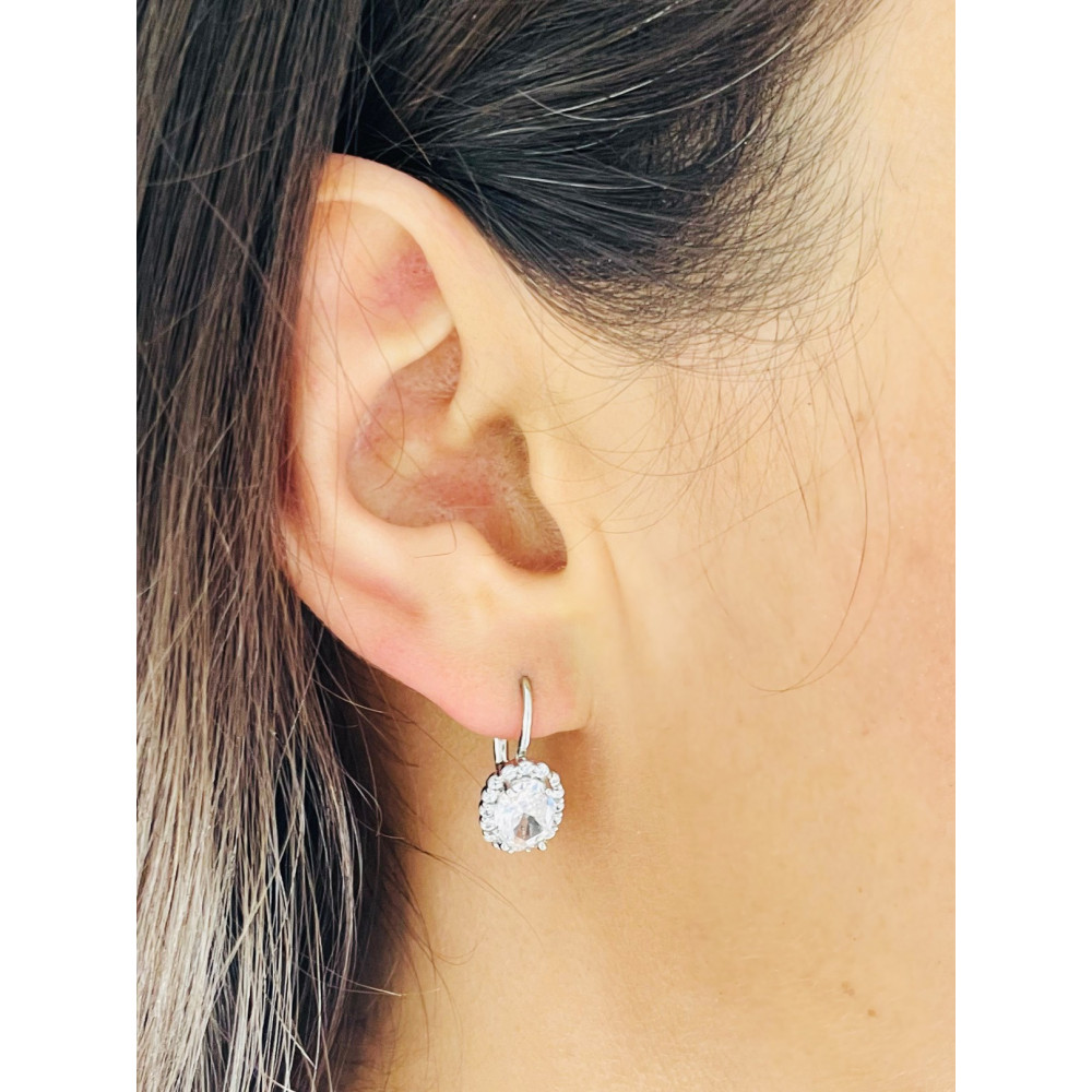 Oval 925 Silber Ohrringe mit Zirkonia