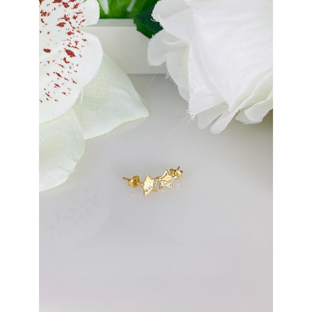 Złote kolczyki gwiazdy z cyrkoniami