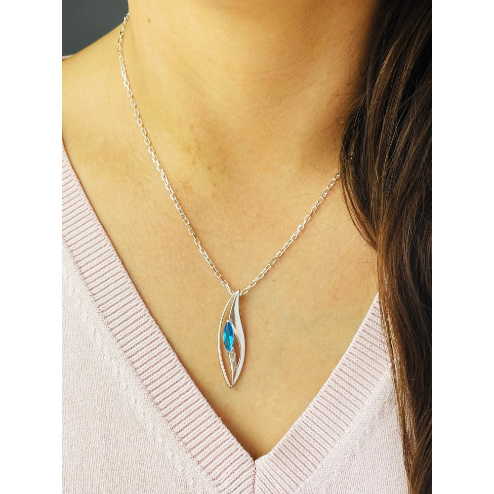 Katzenauge 925 Silber Damen Medaillon Anhänger mit Zirkonia