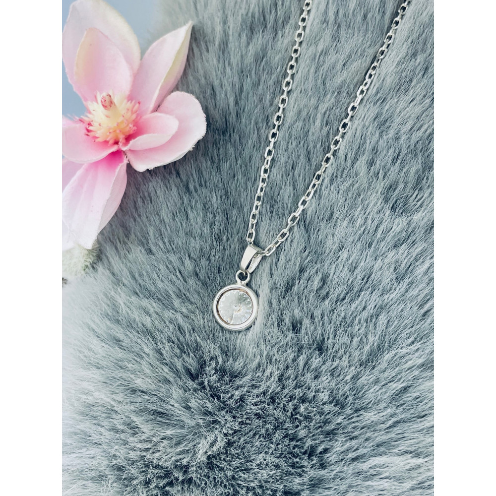 Kreis 925 Silber Damen Medaillon Anhänger mit Zirkonia