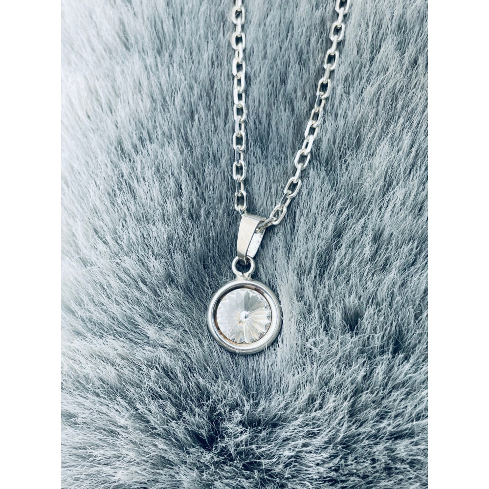 Kreis 925 Silber Damen Medaillon Anhänger mit Zirkonia