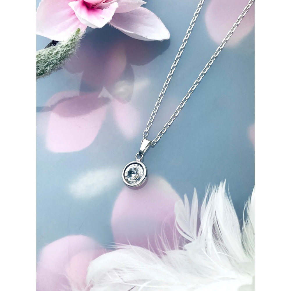 Kreis 925 Silber Damen Medaillon Anhänger mit Zirkonia