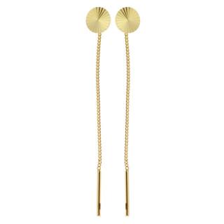 Złote kolczyki przeciągane patyczki
