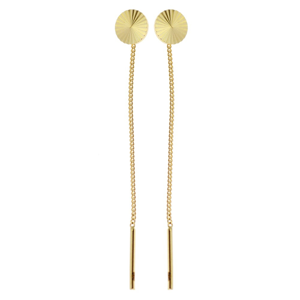 Złote kolczyki przeciągane patyczki