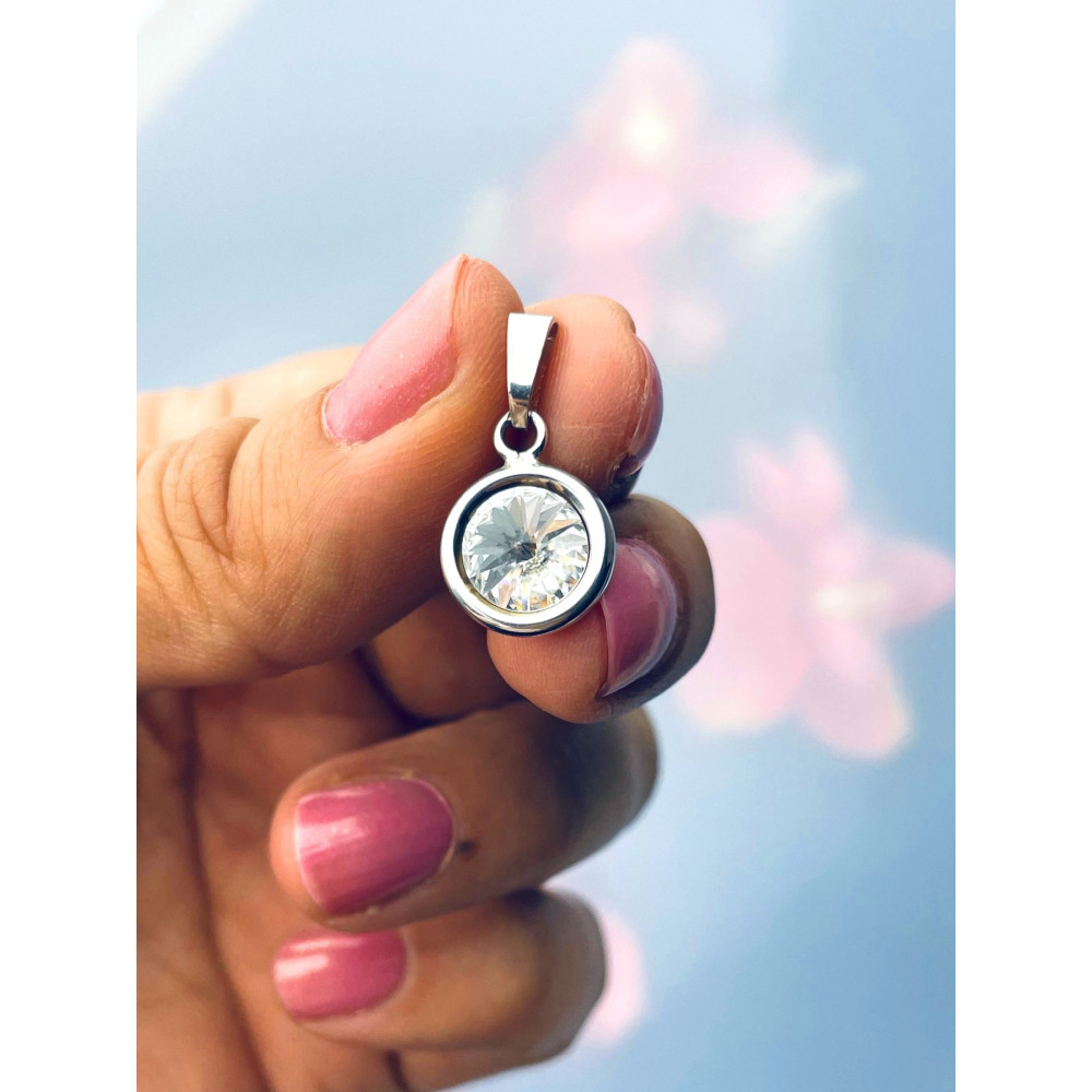 Kreis 925 Silber Damen Medaillon Anhänger mit Zirkonia