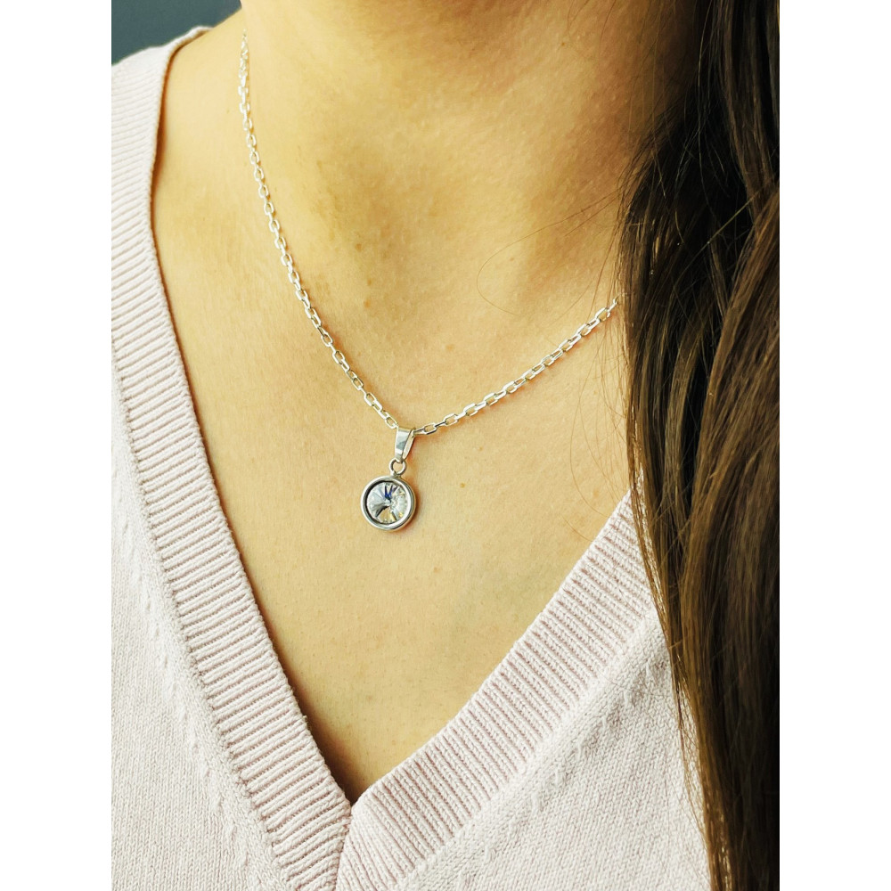 Kreis 925 Silber Damen Medaillon Anhänger mit Zirkonia