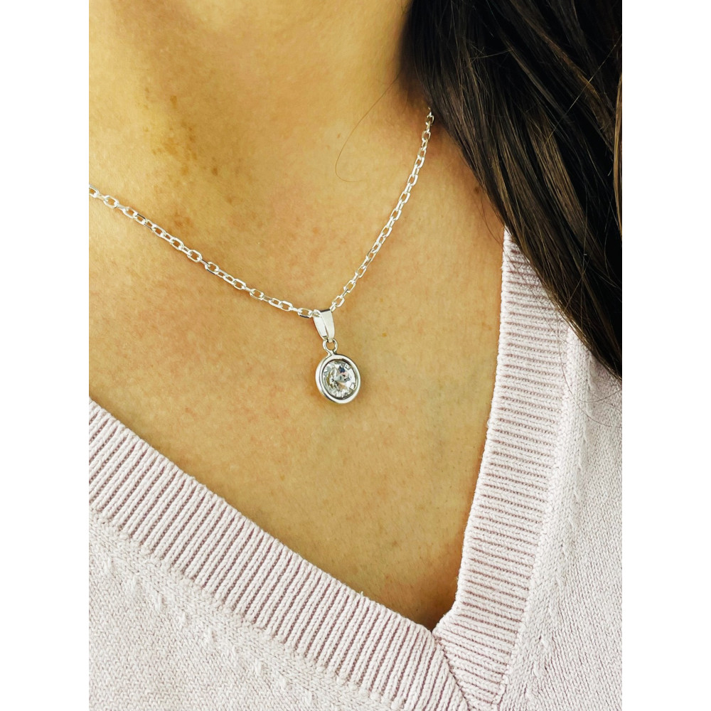 Kreis 925 Silber Damen Medaillon Anhänger mit Zirkonia