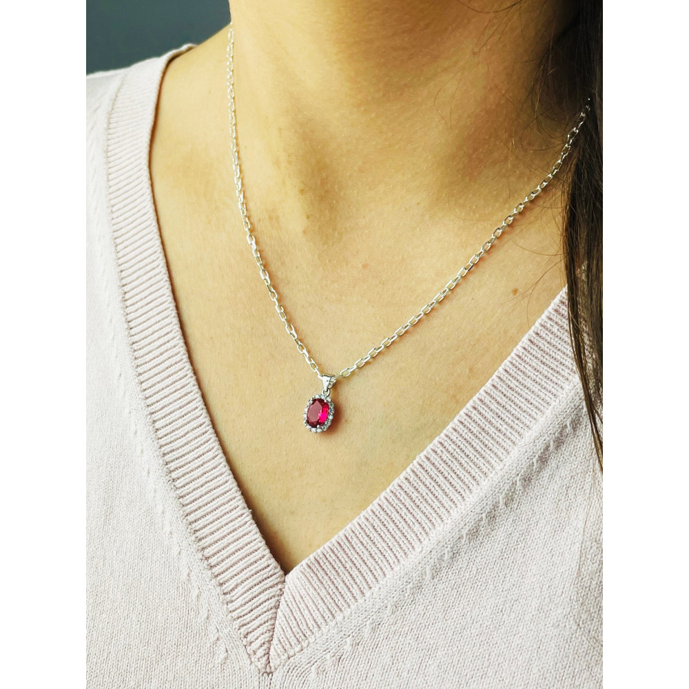 Oval 925 Silber Damen Medaillon Anhänger mit Zirkonia