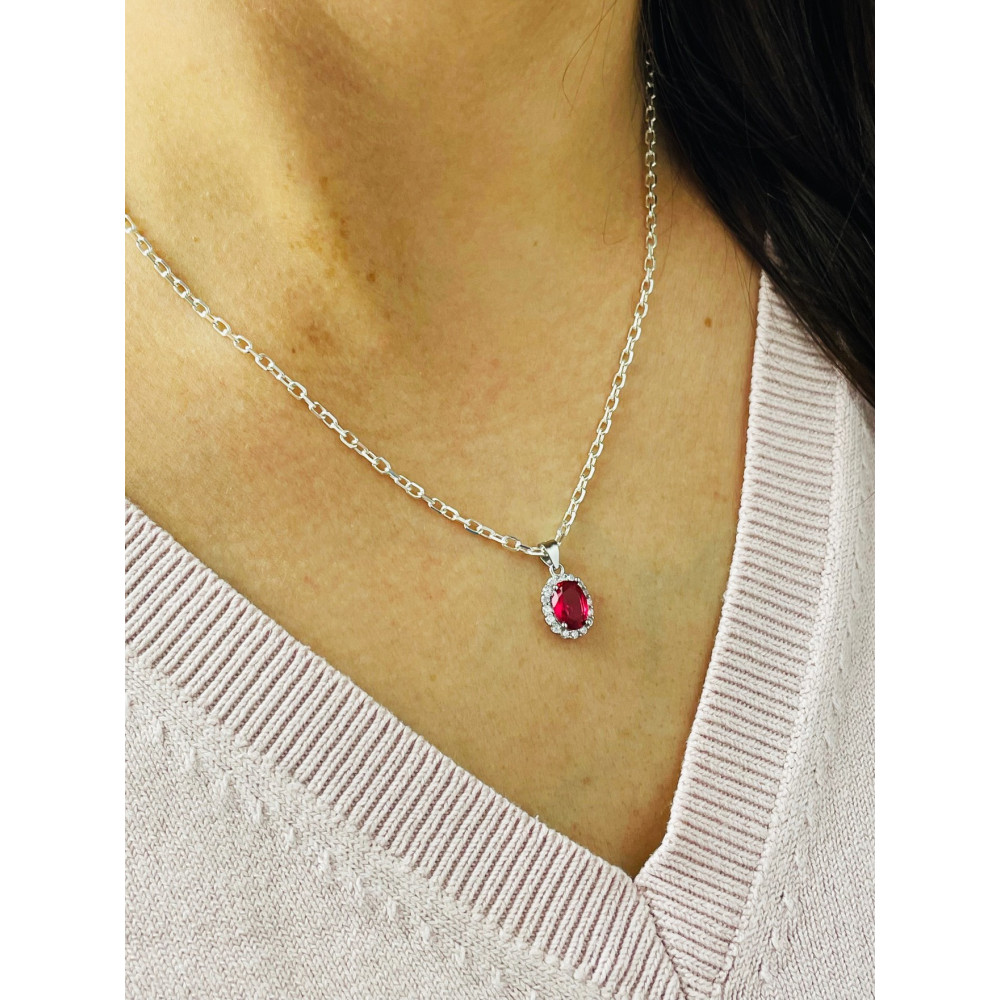 Oval 925 Silber Damen Medaillon Anhänger mit Zirkonia