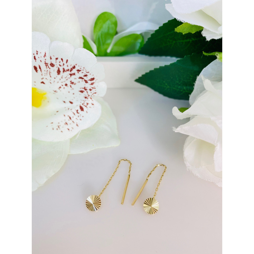 Złote kolczyki przeciągane patyczki