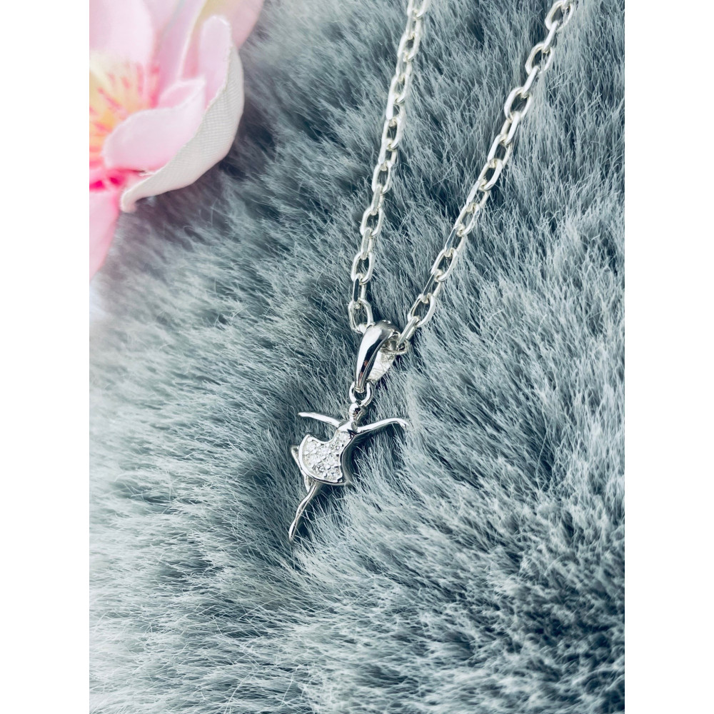 Ballerina 925 Silber Damen Medaillon Anhänger mit Zirkonia