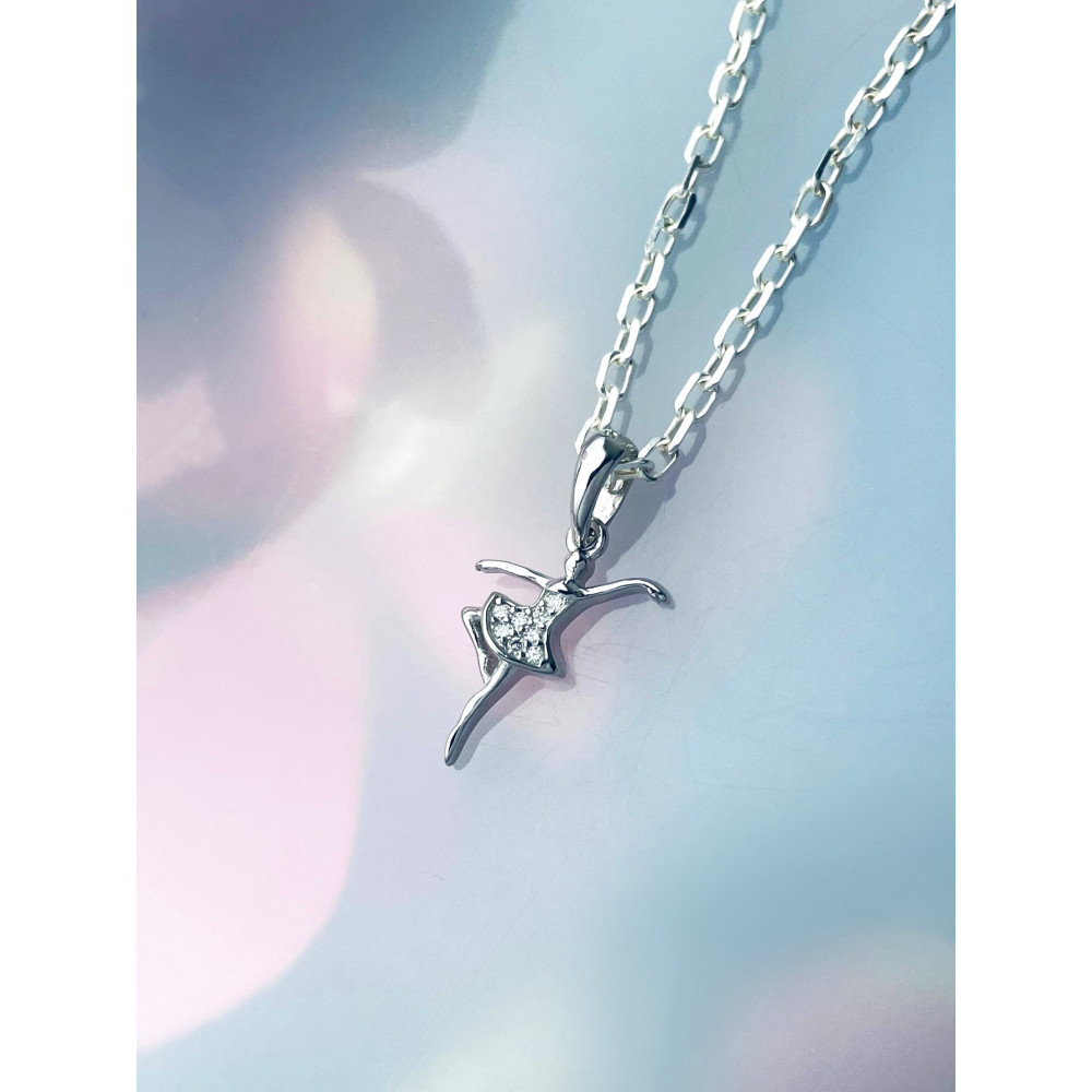 Ballerina 925 Silber Damen Medaillon Anhänger mit Zirkonia