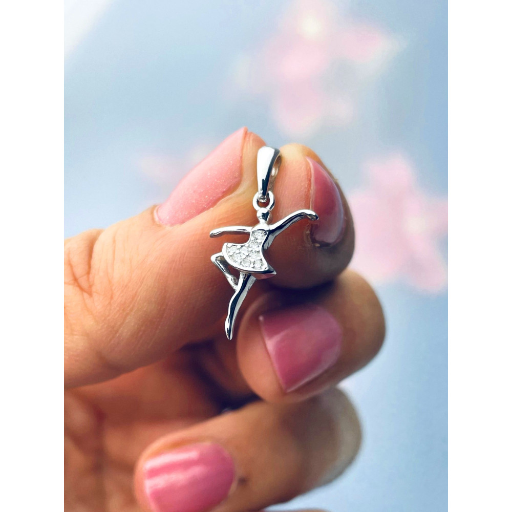 Ballerina 925 Silber Damen Medaillon Anhänger mit Zirkonia