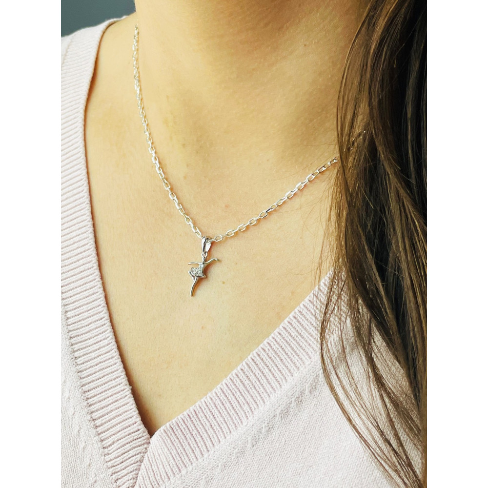 Ballerina 925 Silber Damen Medaillon Anhänger mit Zirkonia