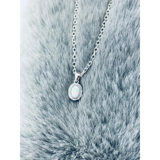 Oval 925 Silber Damen Medaillon Anhänger mit Zirkonia Medaillon mit Opal