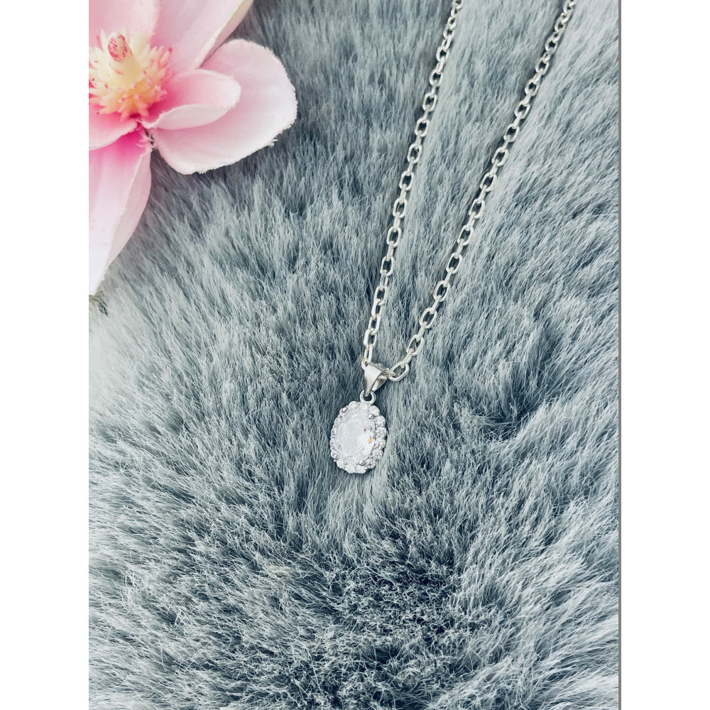 Oval 925 Silber Damen Medaillon Anhänger mit Zirkonia