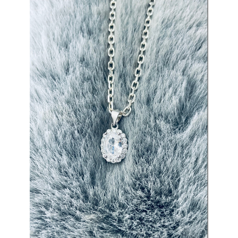 Oval 925 Silber Damen Medaillon Anhänger mit Zirkonia