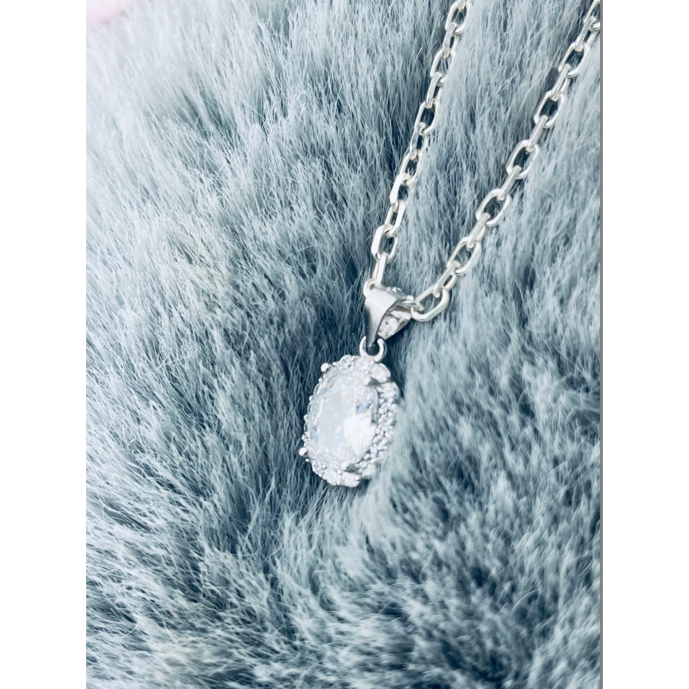 Oval 925 Silber Damen Medaillon Anhänger mit Zirkonia