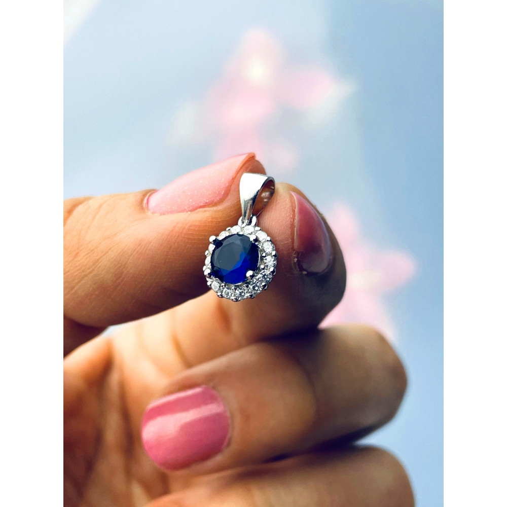 Kreis 925 Silber Damen Medaillon Anhänger mit Zirkonia