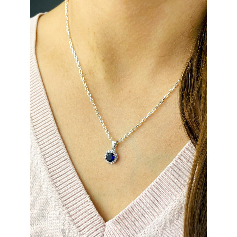 Kreis 925 Silber Damen Medaillon Anhänger mit Zirkonia