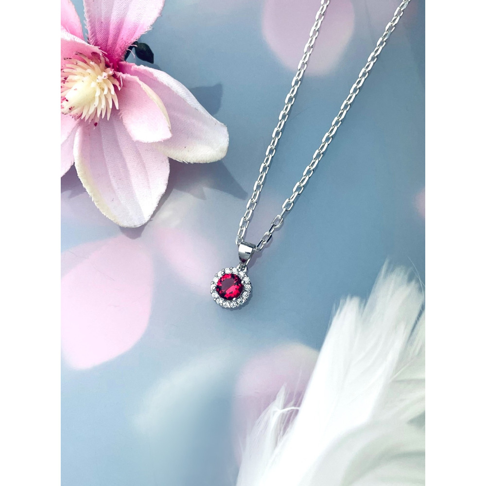 Kreis 925 Silber Damen Medaillon Anhänger mit Zirkonia