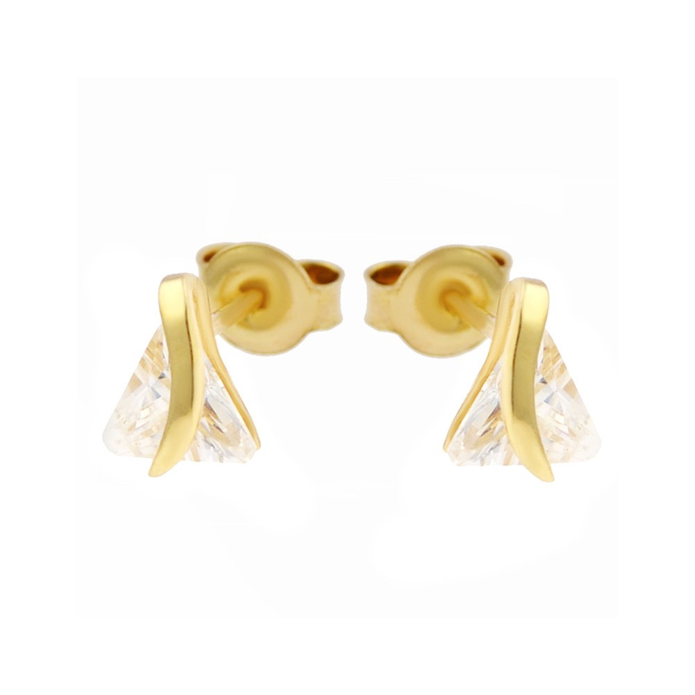 Złote kolczyki fantazyjne z cyrkonią