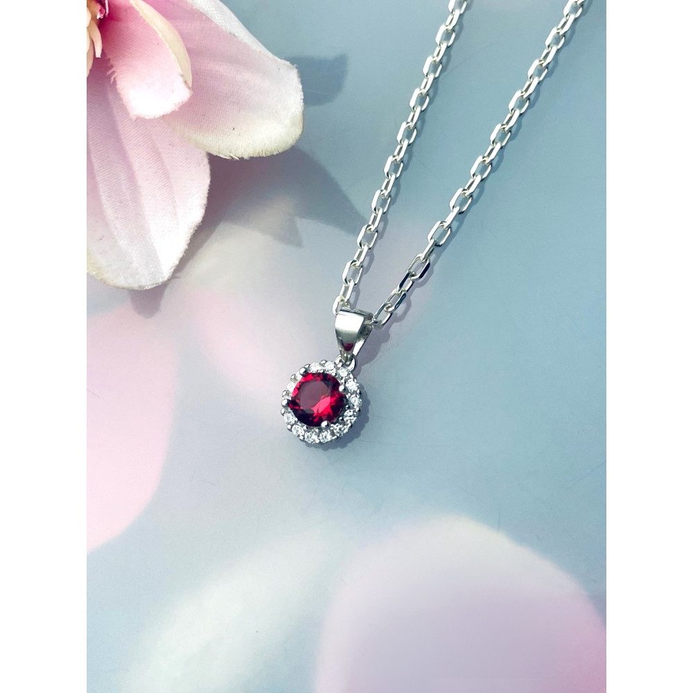 Kreis 925 Silber Damen Medaillon Anhänger mit Zirkonia