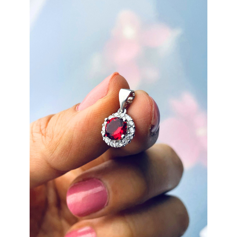 Kreis 925 Silber Damen Medaillon Anhänger mit Zirkonia