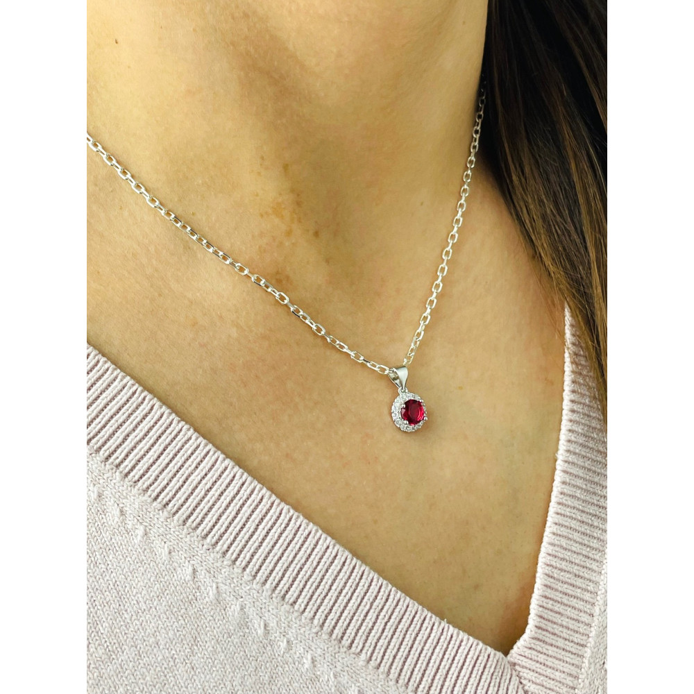 Kreis 925 Silber Damen Medaillon Anhänger mit Zirkonia