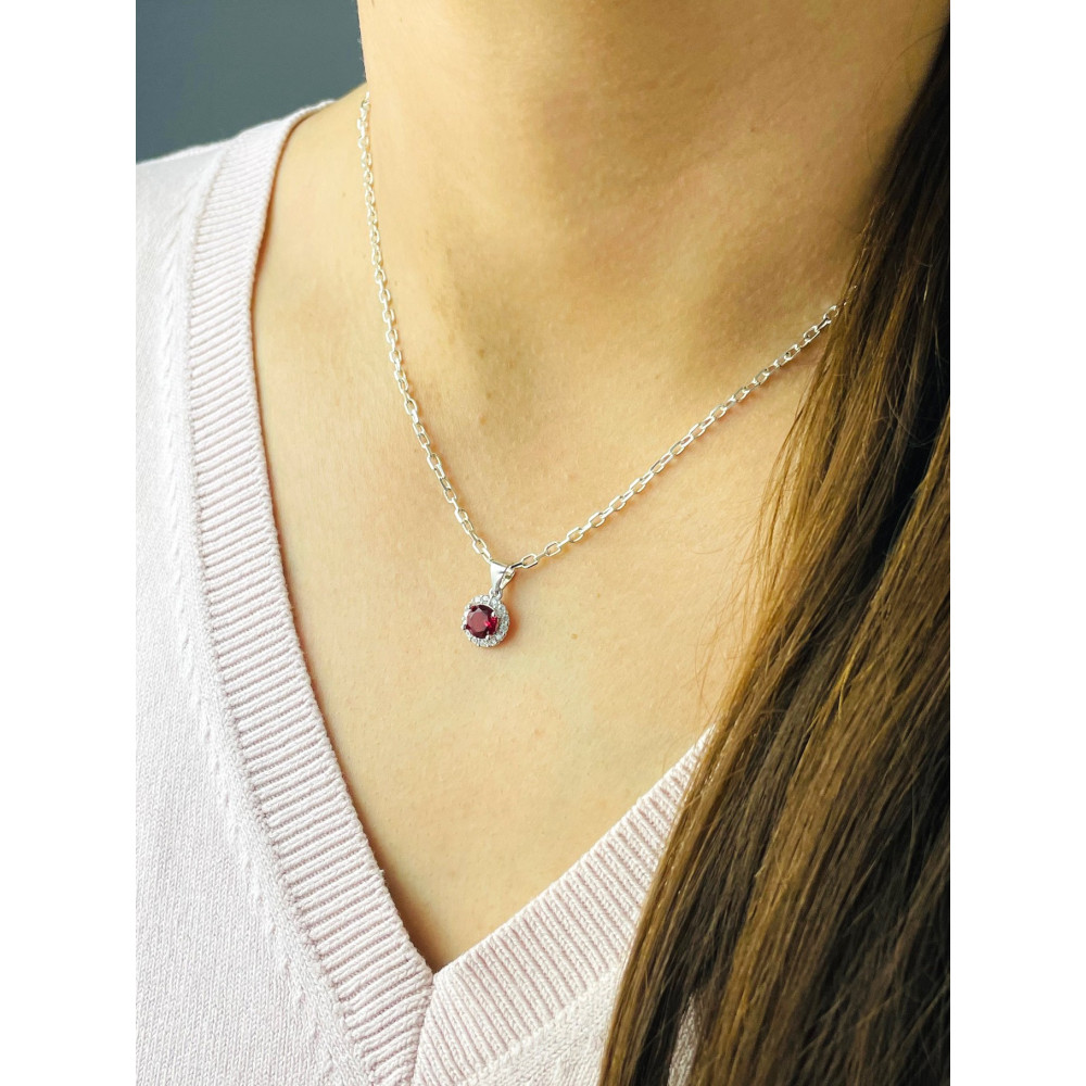 Kreis 925 Silber Damen Medaillon Anhänger mit Zirkonia