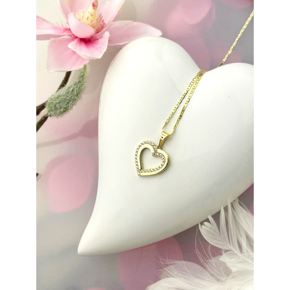 Anhänger Herz Kettenanhänger Gelbgold mit Zirkonia Goldanhänger 585er 14KT