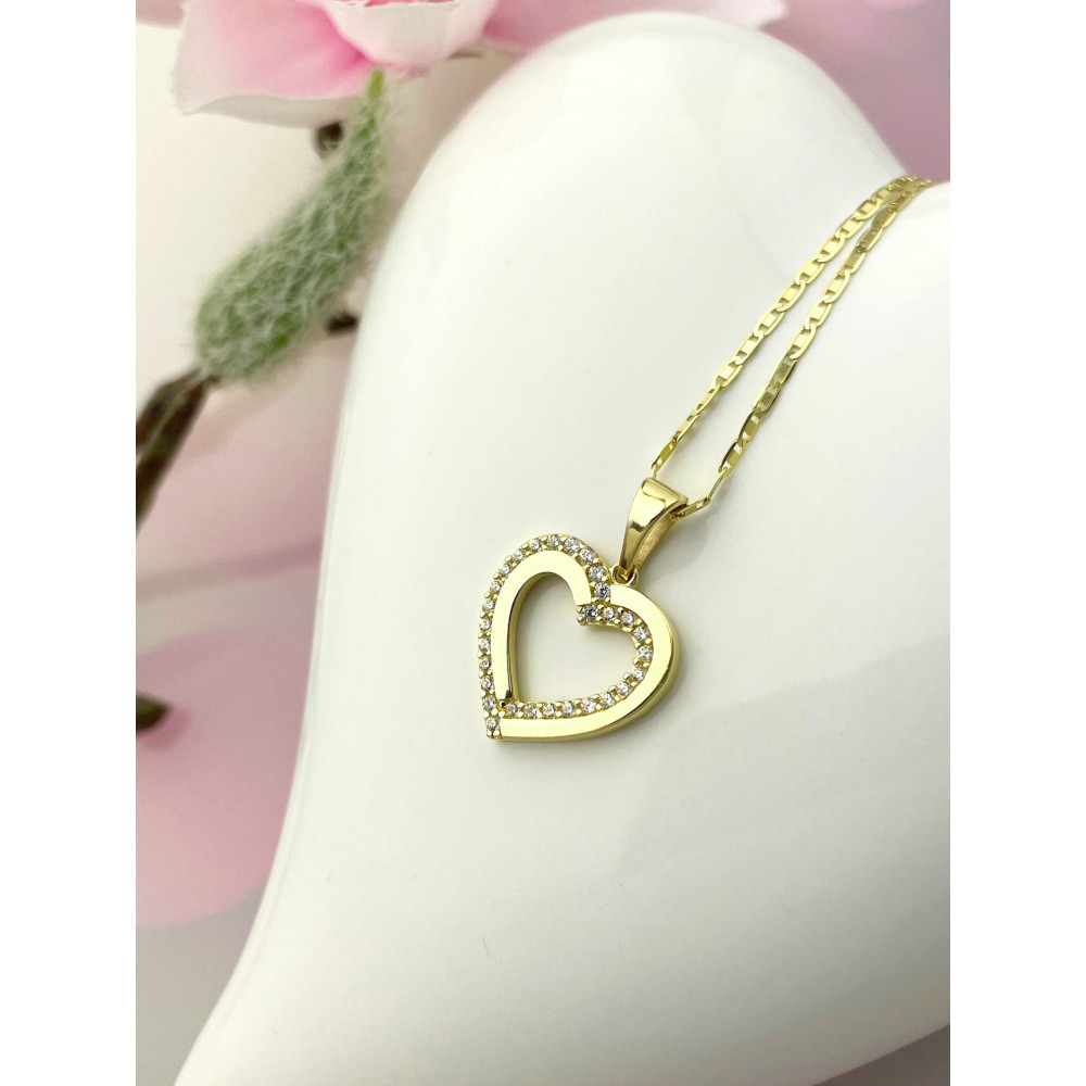 Anhänger Herz Kettenanhänger Gelbgold mit Zirkonia Goldanhänger 585er 14KT